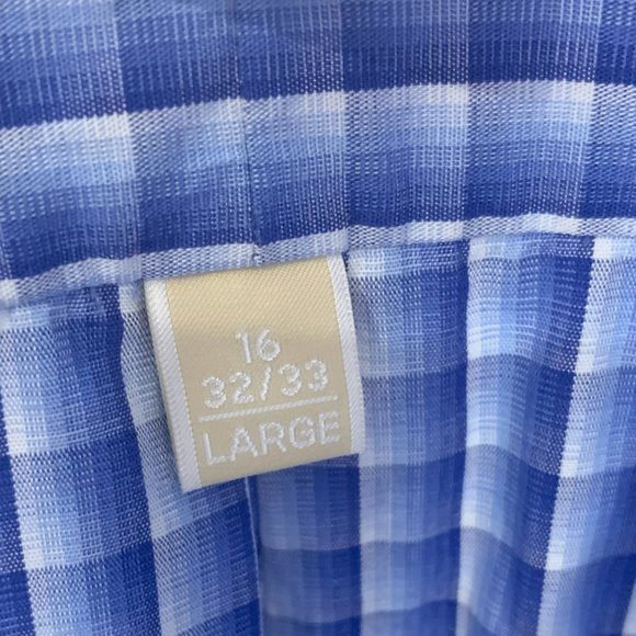 Michael Kors Large Button Down Shirt Blue checkered pattern - Picture 3 of 4